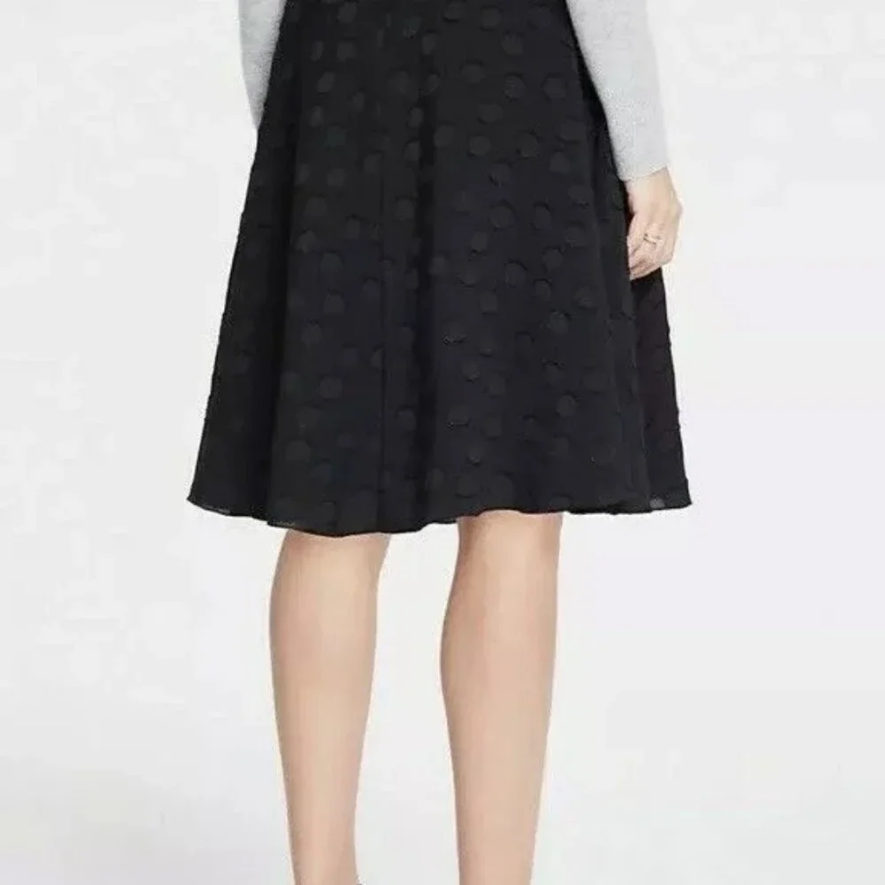 Ann Taylor Black Clip Dot Full Circle Chiffon Skirt Petite ‎ Size 6P - Picture 2 of 11